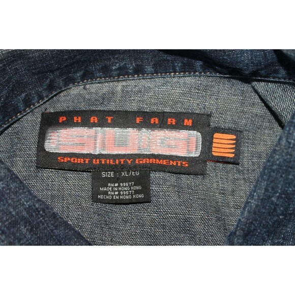 Vintage Y2K Phat Farm SUG Trucker Jacket Denim Graphic Jean Mens Coat Size XL - Picture 9 of 9